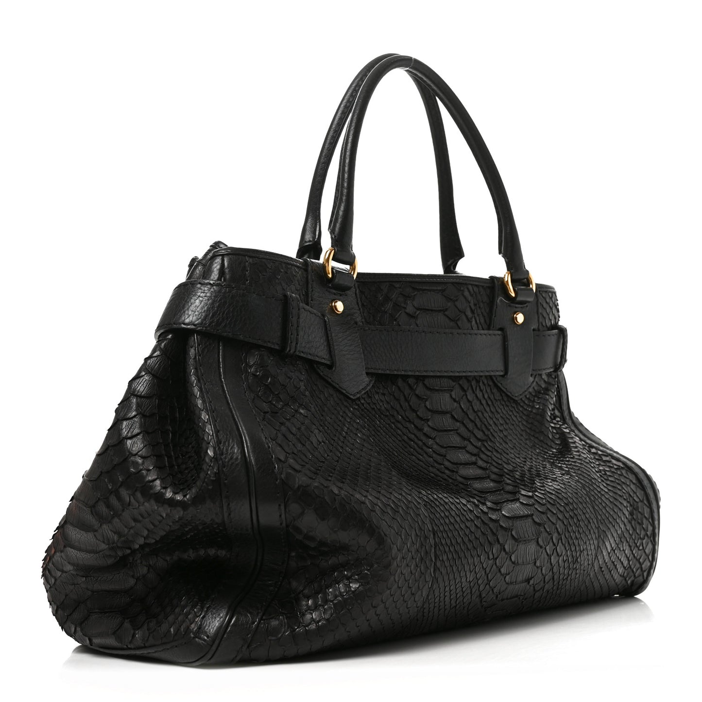 Snakeskin Large GG Running Tote Black