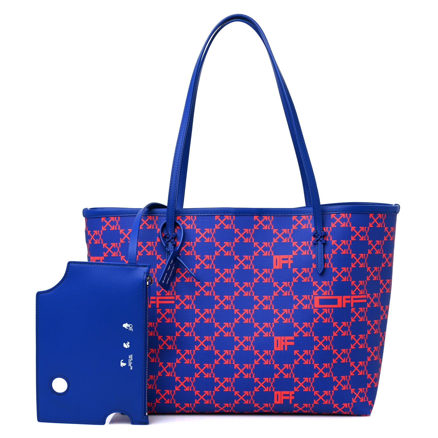 Off-White Coated Canvas Arrow Print Day Off Tote Bag Cobalt Blue 1 of 15