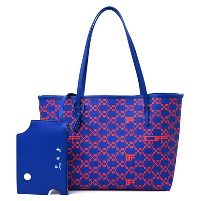 Off-White Coated Canvas Arrow Print Day Off Tote Bag Cobalt Blue 1 of 15