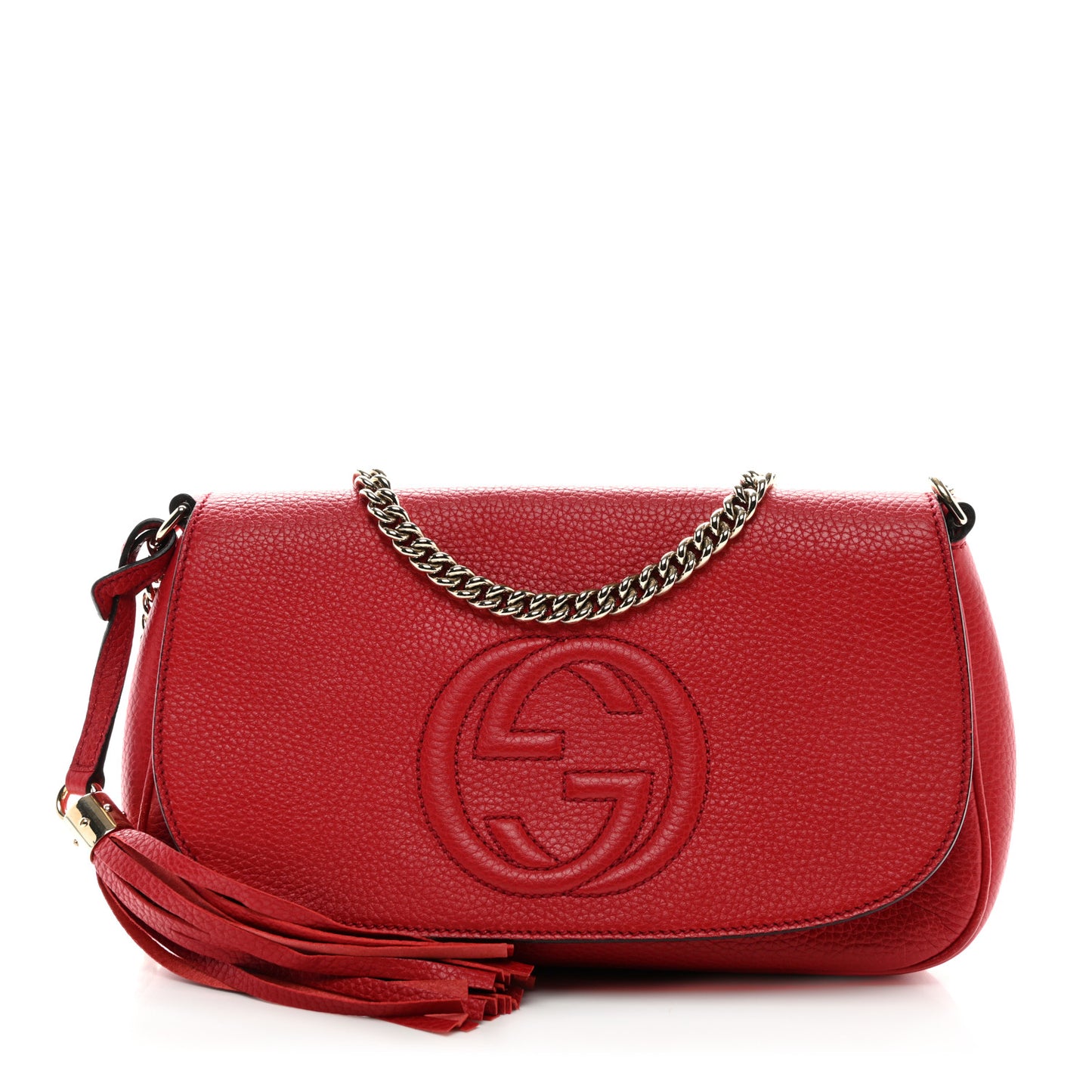 Pebbled Calfskin Medium Soho Flap Crossbody Vibrant Red