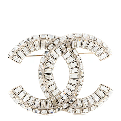 Chanel Baguette Crystal CC Brooch Silver 1 of 4