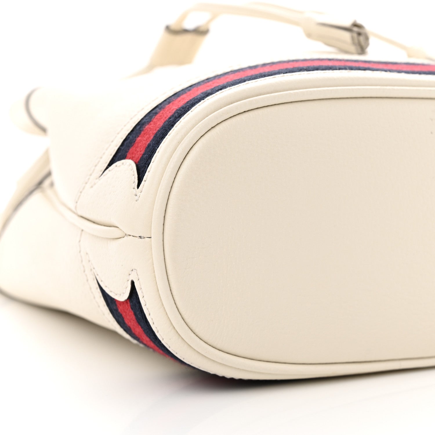 Gucci Glazed Textured Calfskin Web Small Ophidia Bucket Bag Mystic White 9 of 10