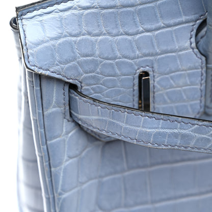 Hermes Matte Niloticus Crocodile Birkin 30 Bleu Ciel 38 of 45