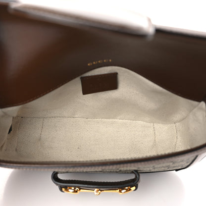 Gucci GG Supreme Monogram Web Mini Horsebit 1955 Shoulder Bag Beige Brown Sugar 5 of 9