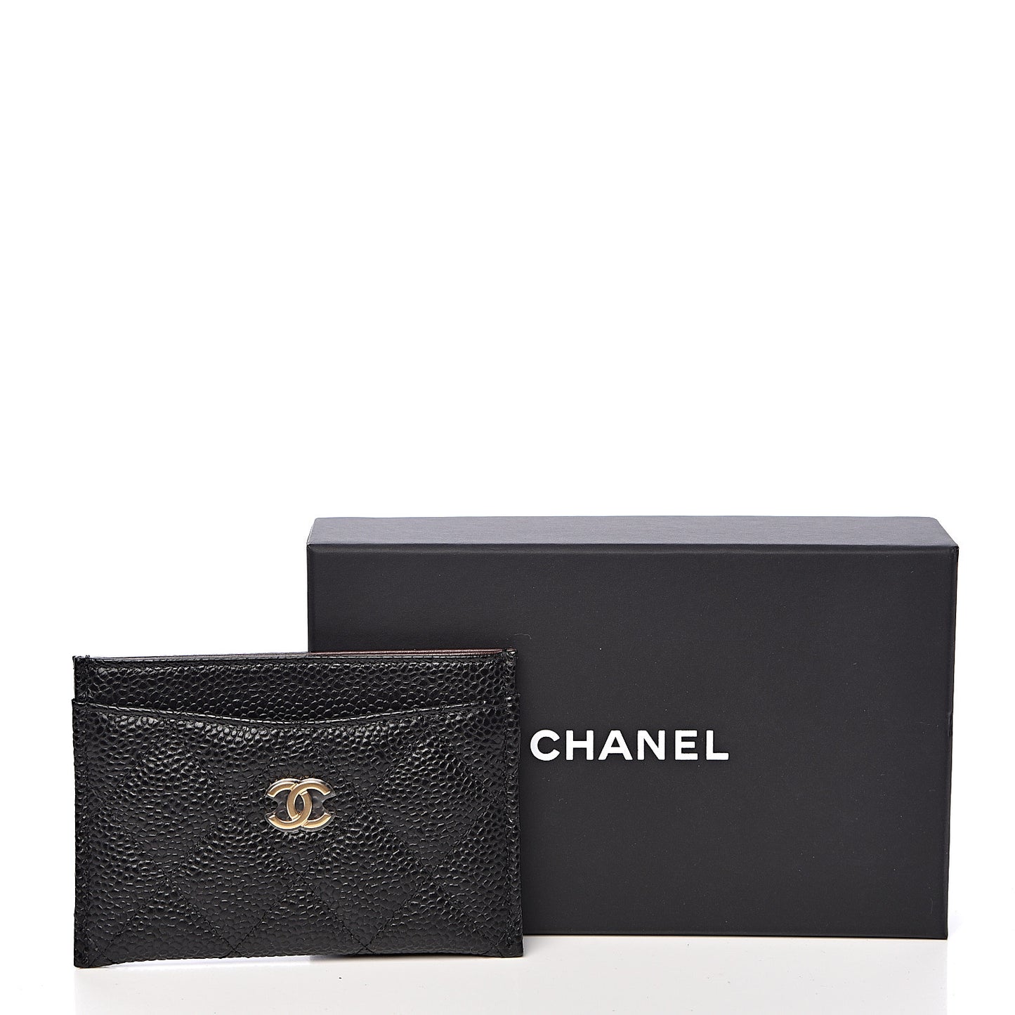 Caviar Quilted Card Holder Black