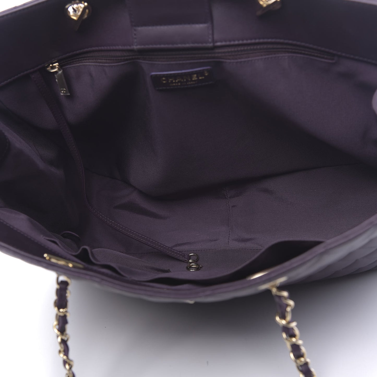 Lambskin Quilted Large Classic Shopping Tote Purple