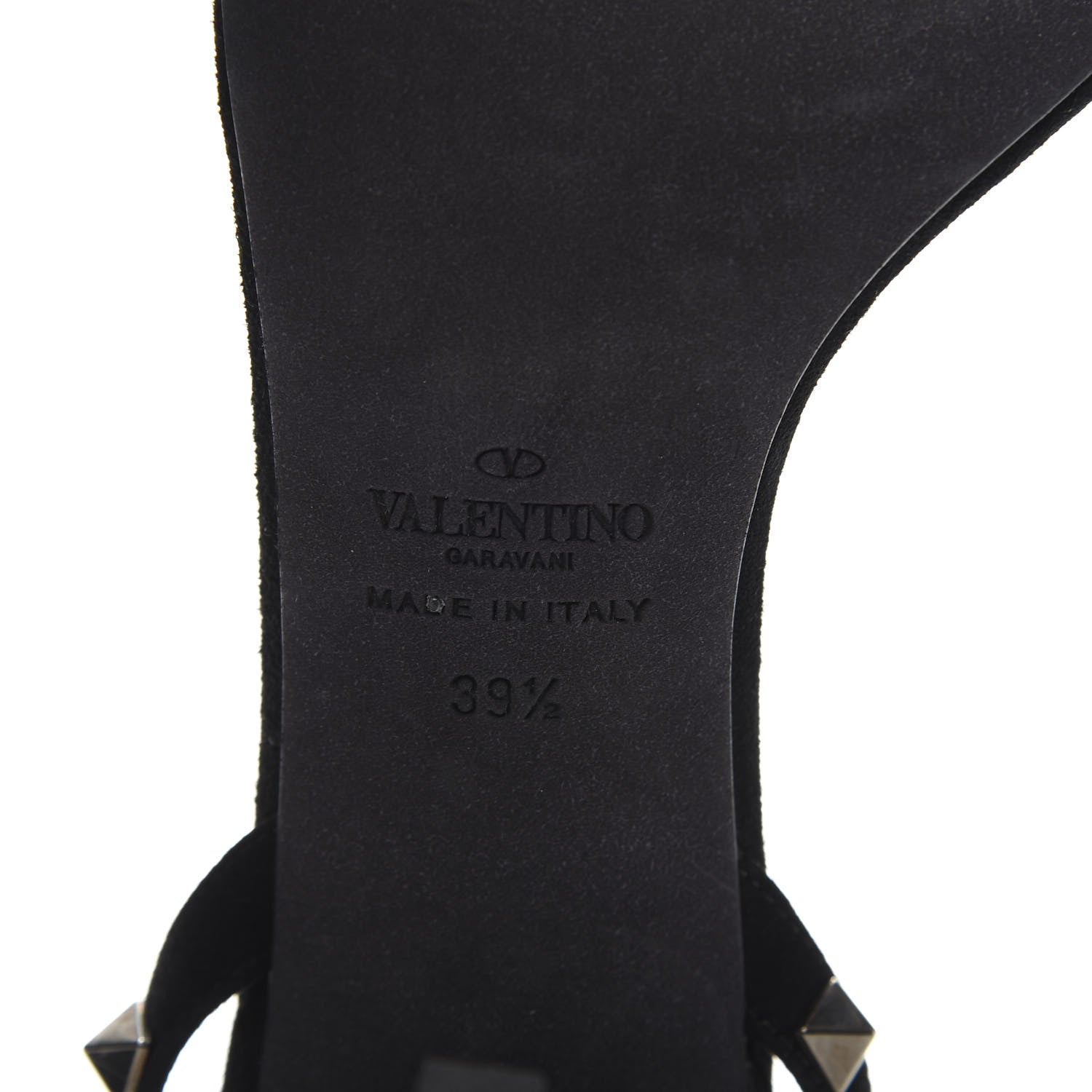 Valentino Garavani Suede Rockstud Ankle Strap 100mm Sandals 39.5 Black 7 of 8