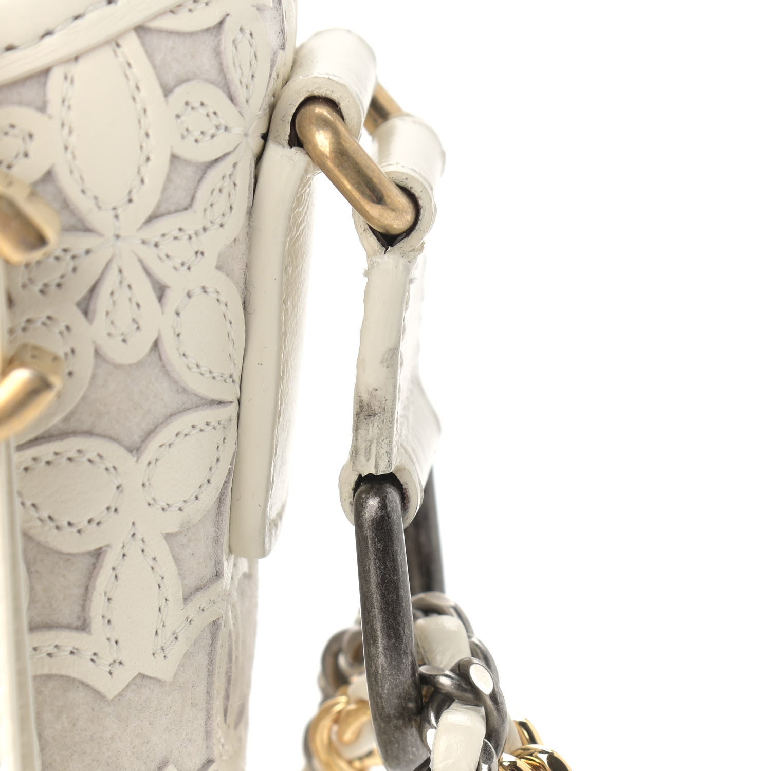 Chanel Calfskin Wool Felt Embossed Small Gabrielle Logo Hobo White 11 of 12