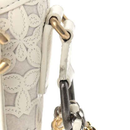 Chanel Calfskin Wool Felt Embossed Small Gabrielle Logo Hobo White 11 of 12