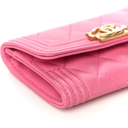 Chanel Lambskin Quilted Boy Card Holder Wallet Pink 10 of 13