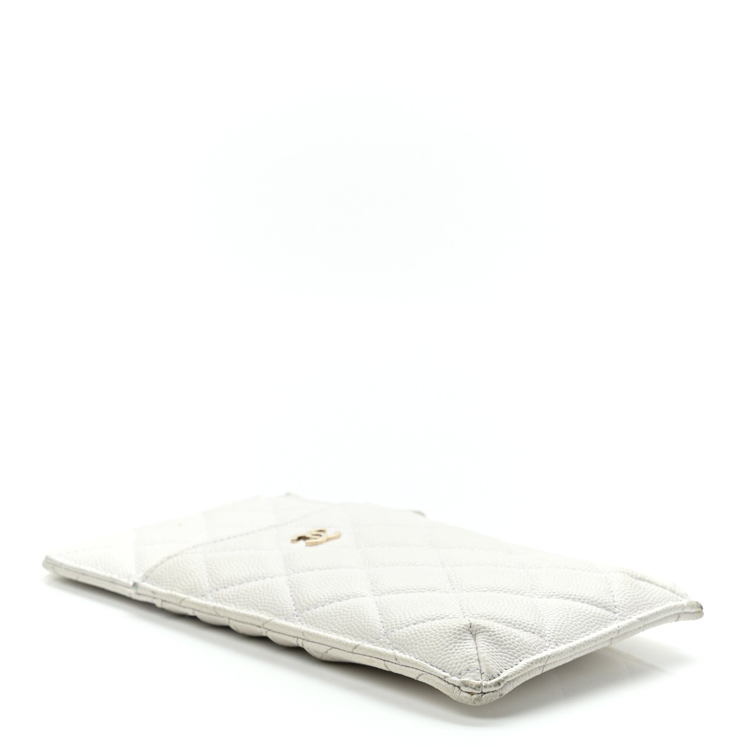 Chanel Caviar Quilted Classic Flat Wallet Pouch White 4 of 17