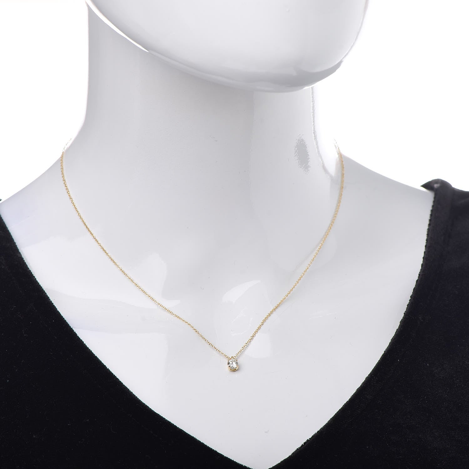 Tiffany 18K Yellow Gold Diamond .29ct Solitaire Pendant Necklace 2 of 7