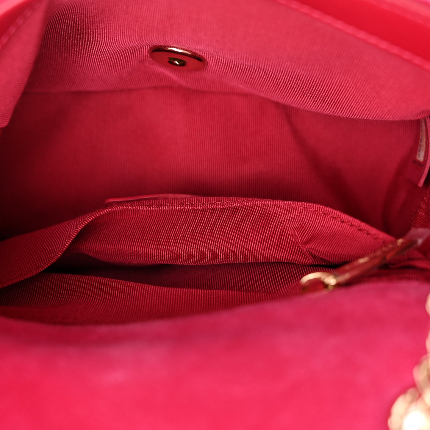 Velvet Quilted Mini Square Pearl Crush Flap Fuchsia