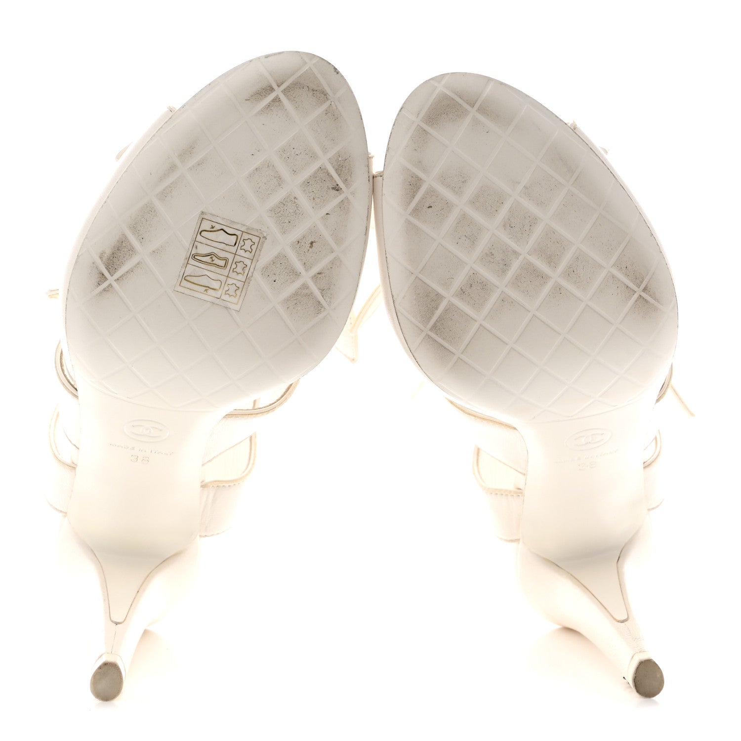 Chanel Lambskin Bow CC Sandal Pumps 38 White 6 of 9