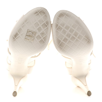 Chanel Lambskin Bow CC Sandal Pumps 38 White 6 of 9