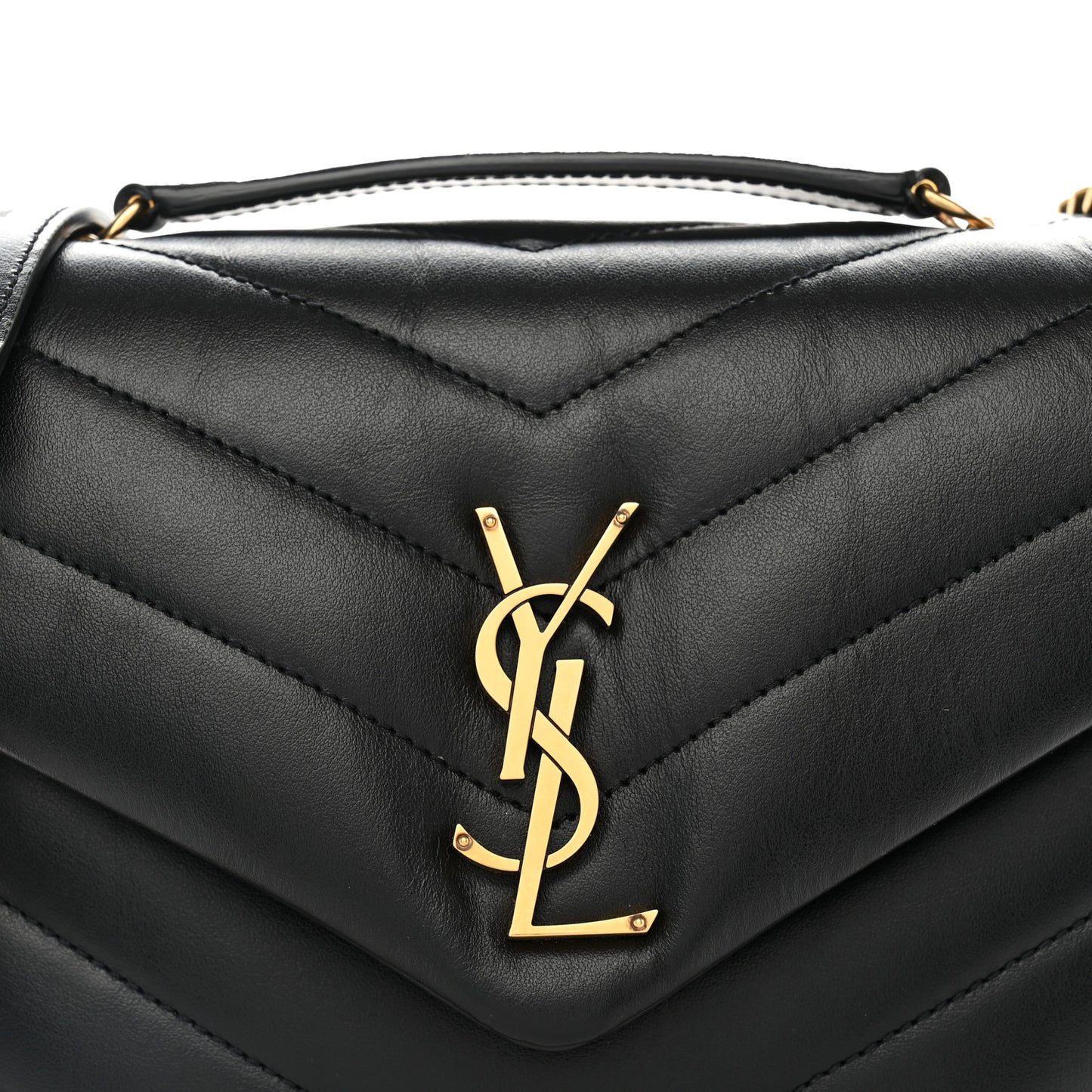Calfskin Y Quilted Monogram Small Loulou Chain Satchel Black