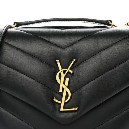 Saint Laurent Calfskin Y Quilted Monogram Small Loulou Chain Satchel Black 7 of 9