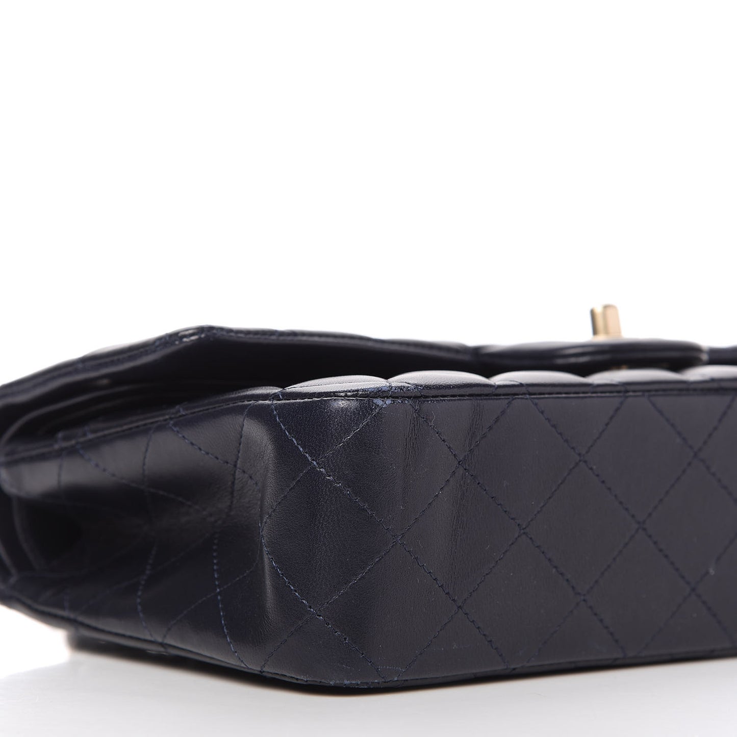 Lambskin Quilted Medium Double Flap Navy
