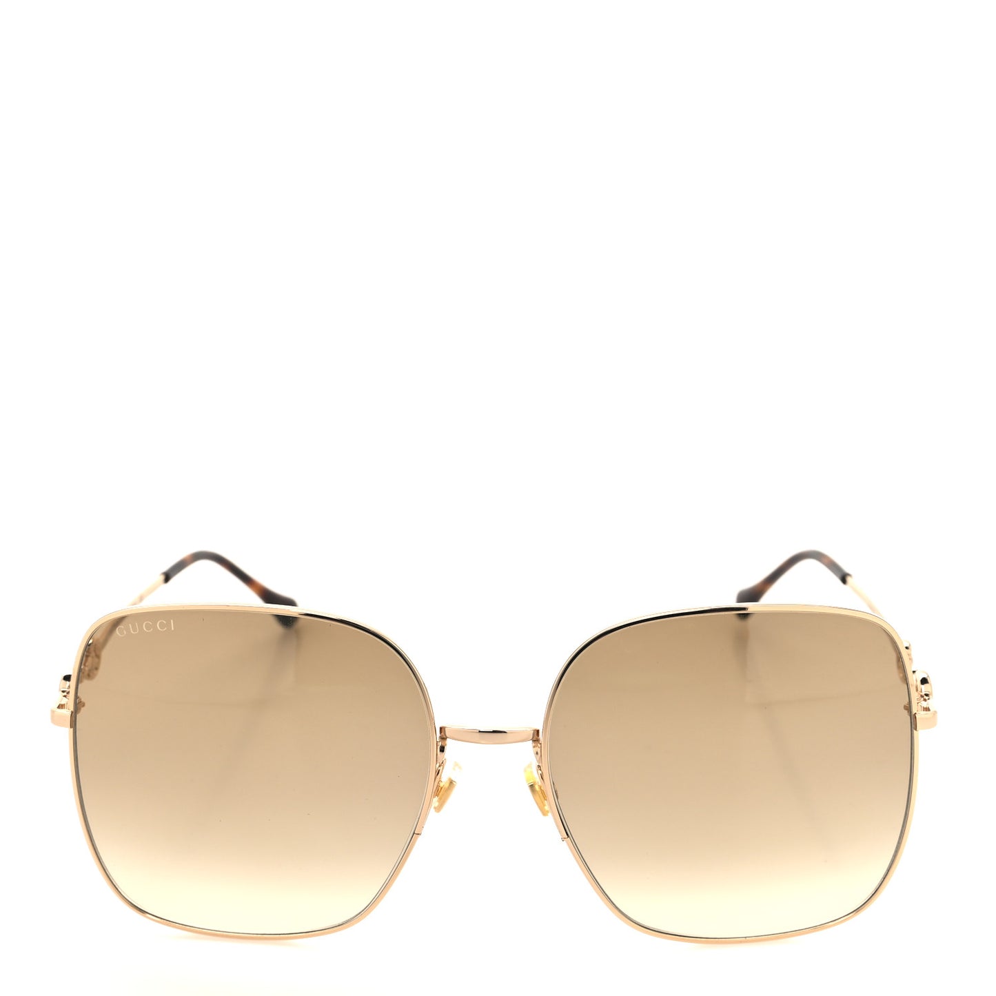 Metal Horsebit Square Frame Sunglasses GG0879S Gold