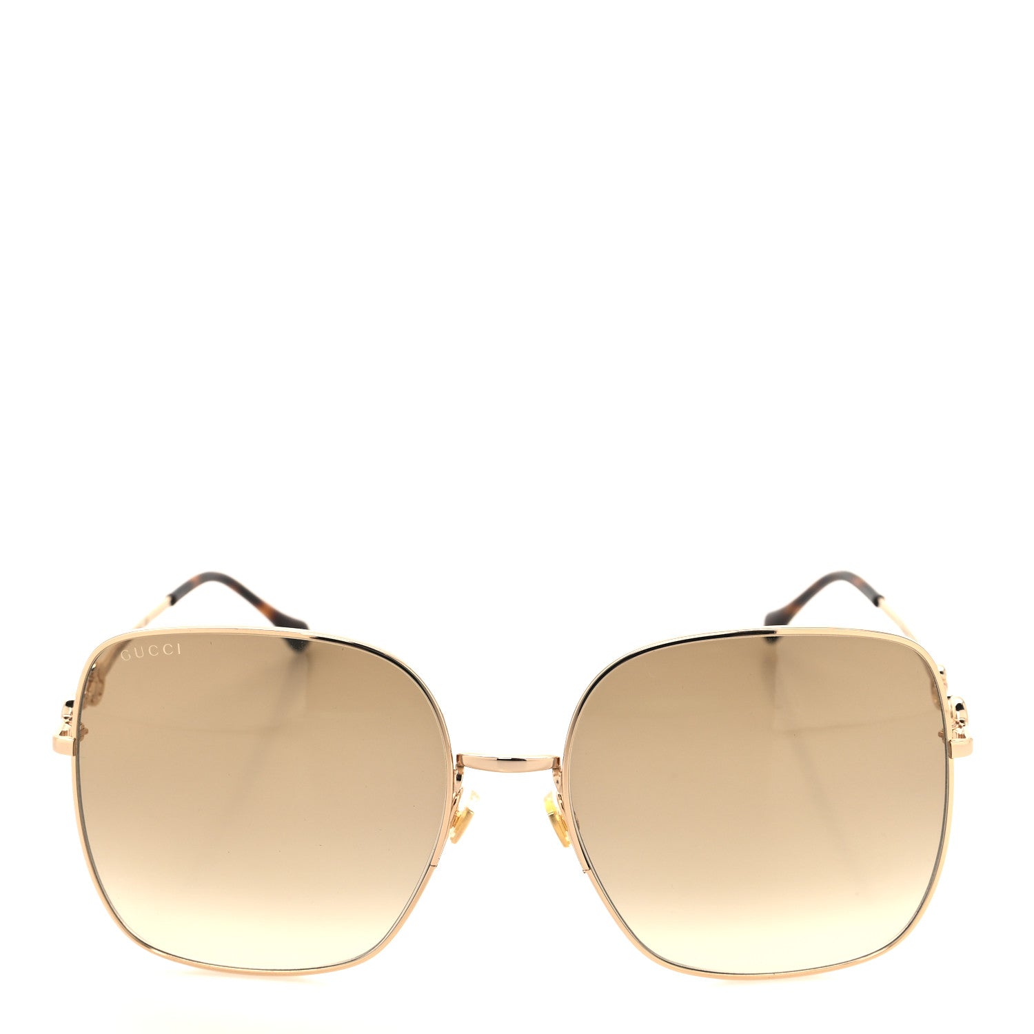 Gucci Metal Horsebit Square Frame Sunglasses GG0879S Gold 2 of 8