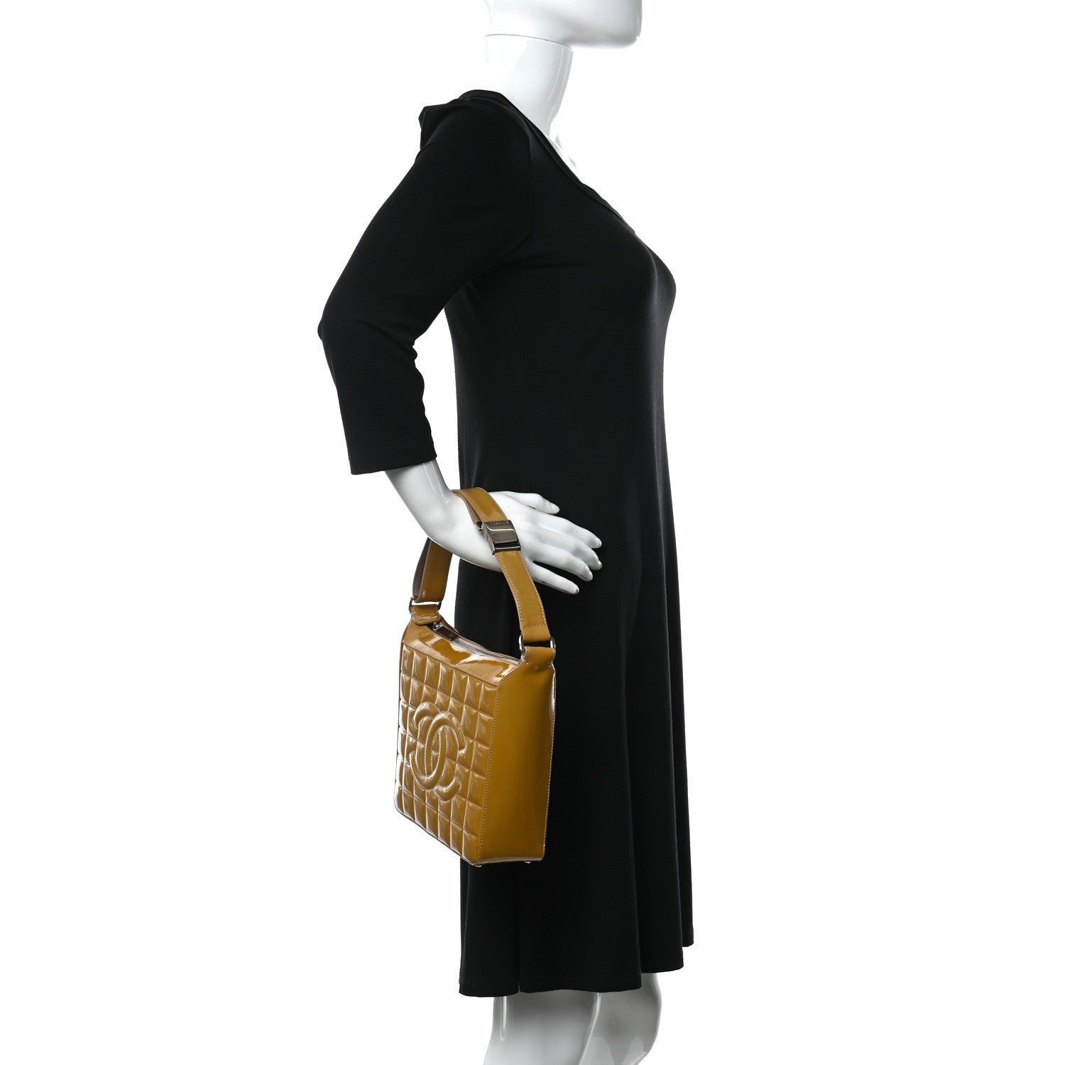 Chanel Patent Chocolate Bar Quilted Small Shoulder Bag Beige 2 of 11