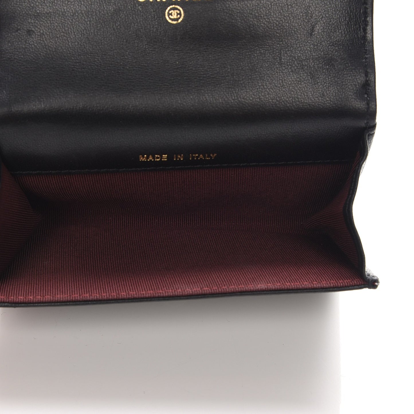 Lambskin Quilted Flap Card Holder Black
