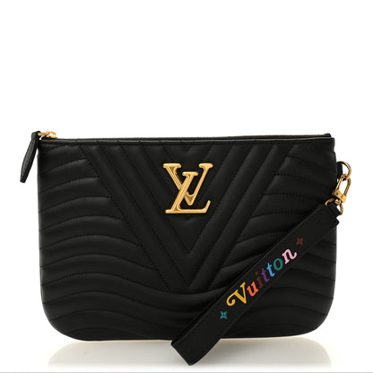 Louis Vuitton Calfskin New Wave Zipped Pochette Black 1 of 7