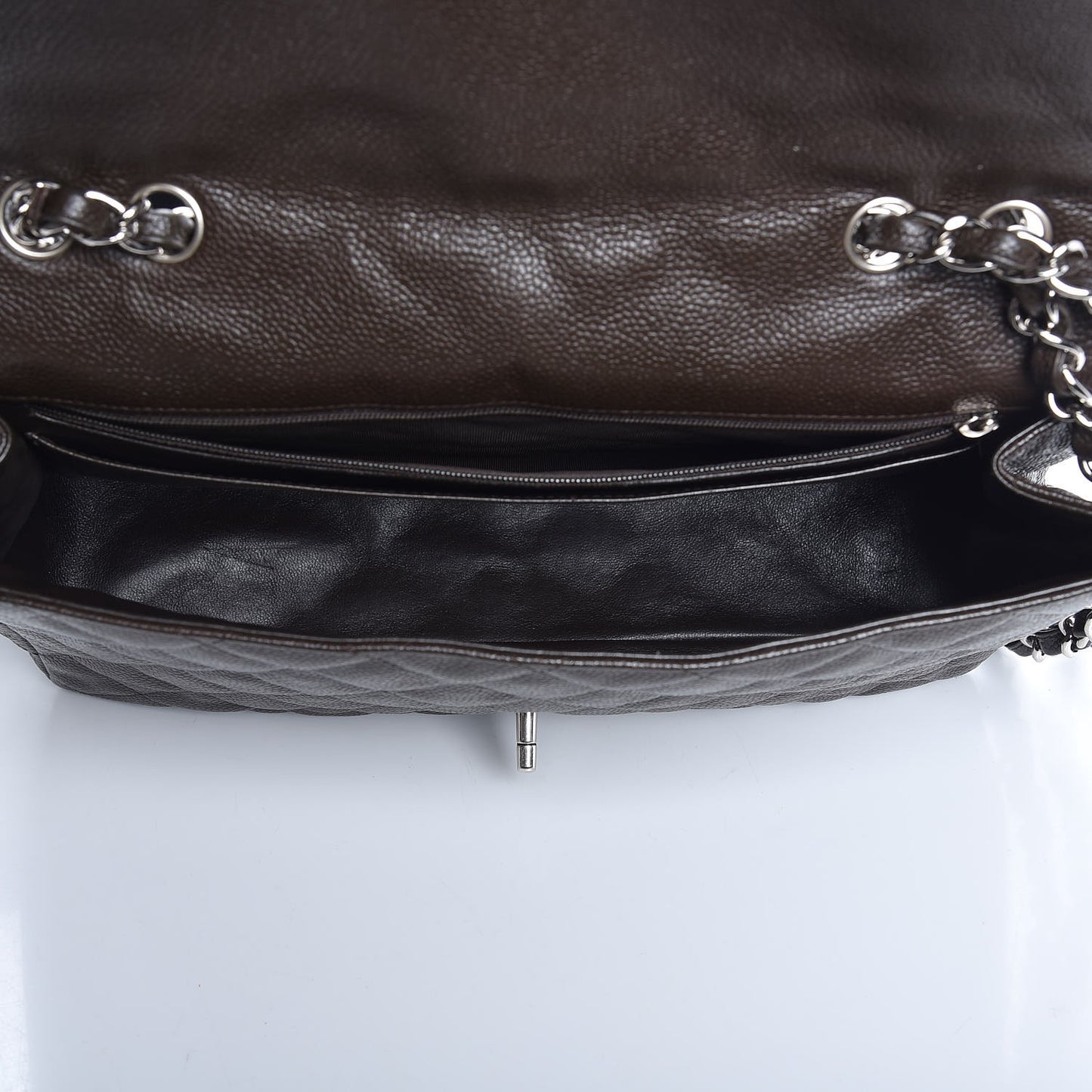 Caviar Quilted Jumbo Single Flap Dark Brown