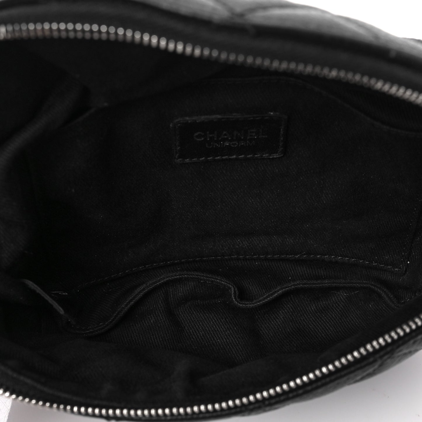 Grained Calfskin Quilted Waist Belt Bag Black