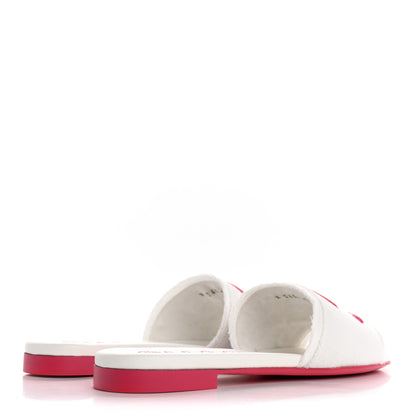 Chanel Jersey Knit CC Mules 37 White Fuchsia 5 of 10