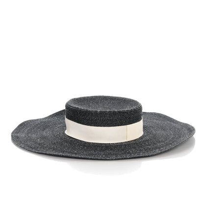 Chanel Woven CC Wide Brim Hat M Navy 3 of 8