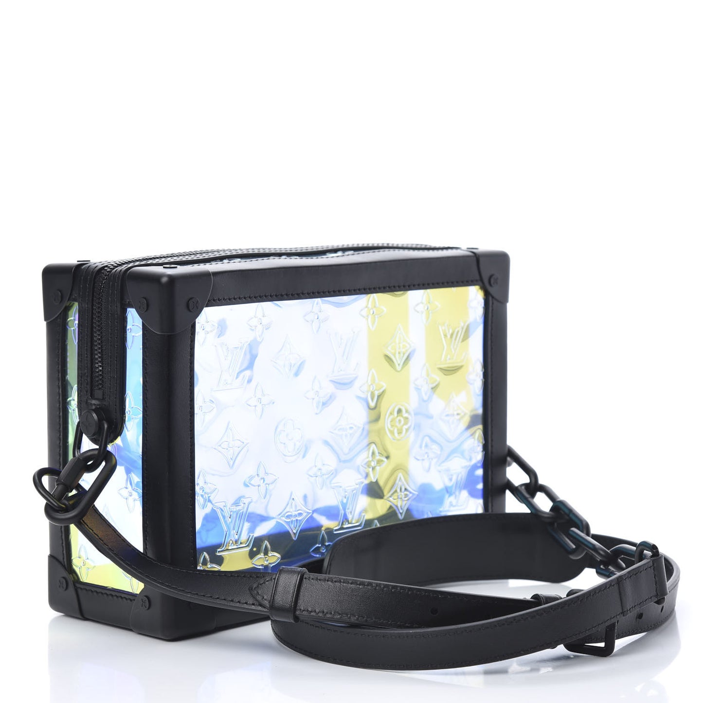 Calfskin PVC Monogram Solar Ray Soft Trunk Iridescent Prism Black