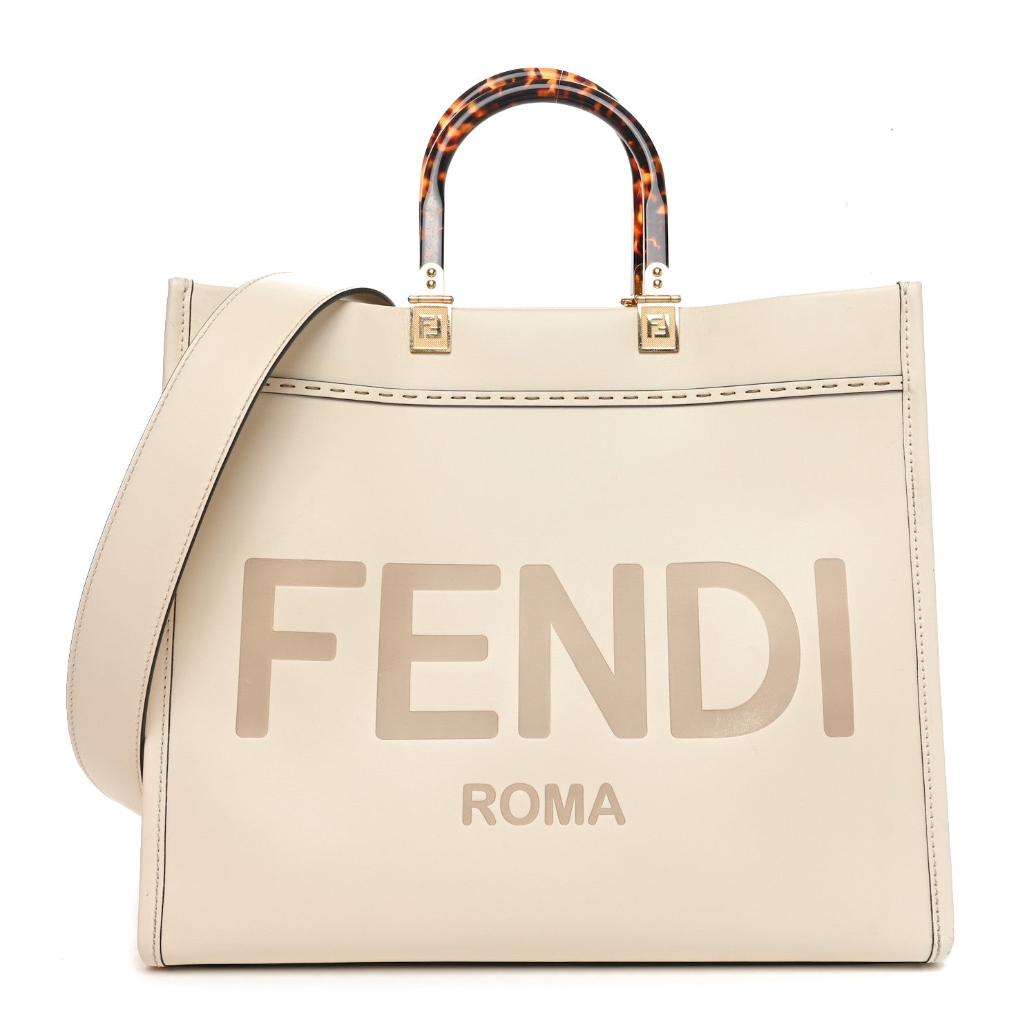 Fendi Vitello King Plexiglass Medium Fendi Sunshine Shopper Tote White Ice 1 of 12