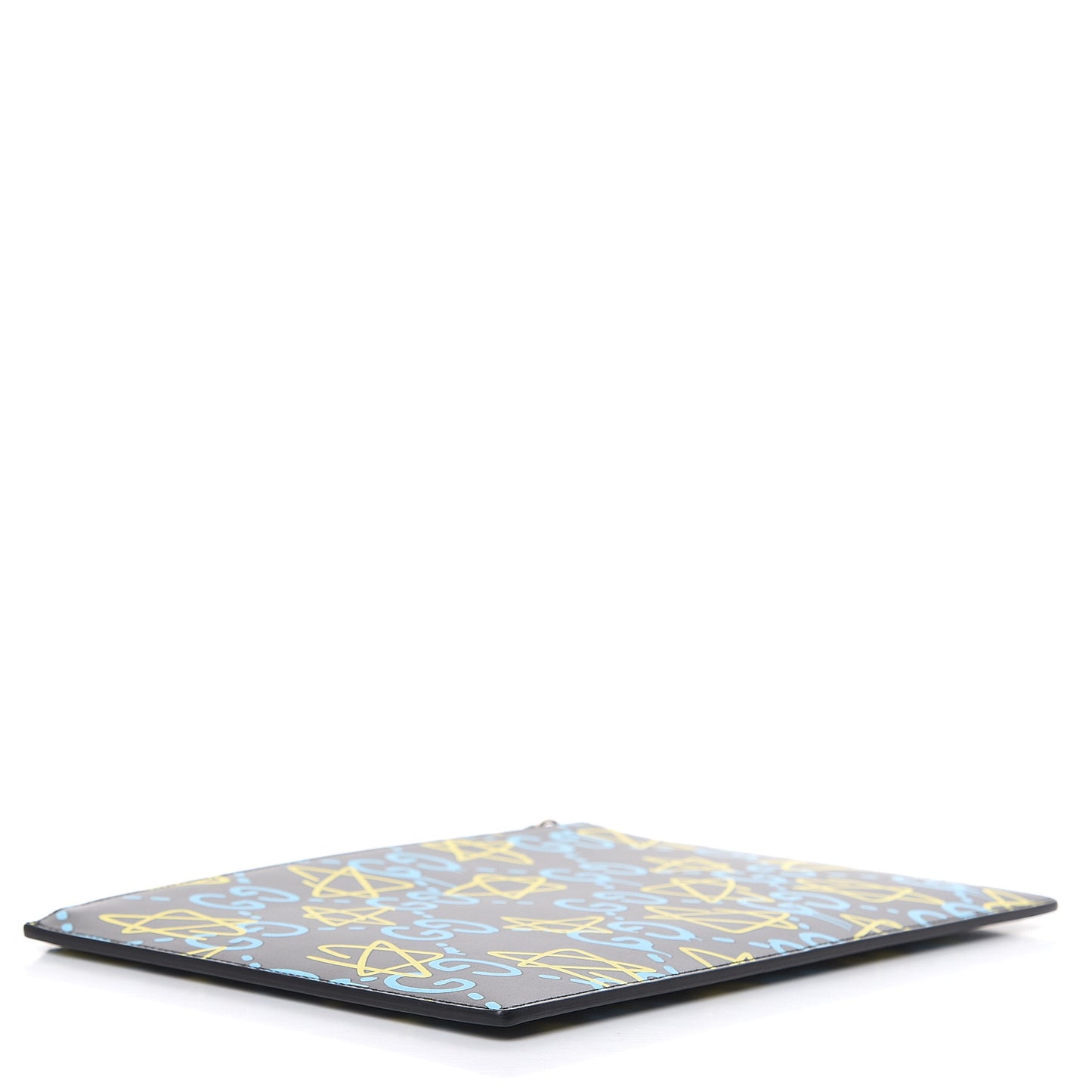 Calfskin GucciGhost Print Pouch Black New Acquamarine