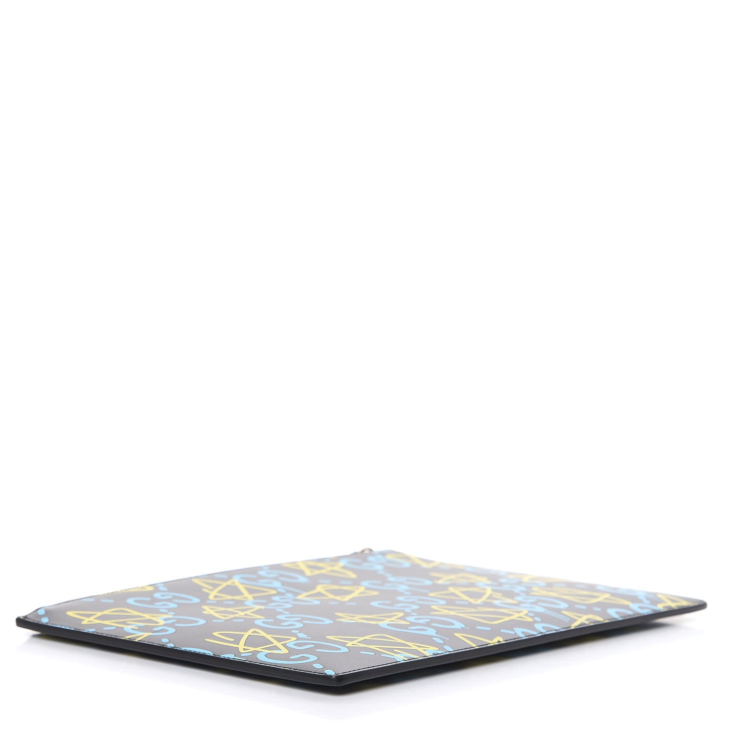 Gucci Calfskin GucciGhost Print Pouch Black New Acquamarine 4 of 9