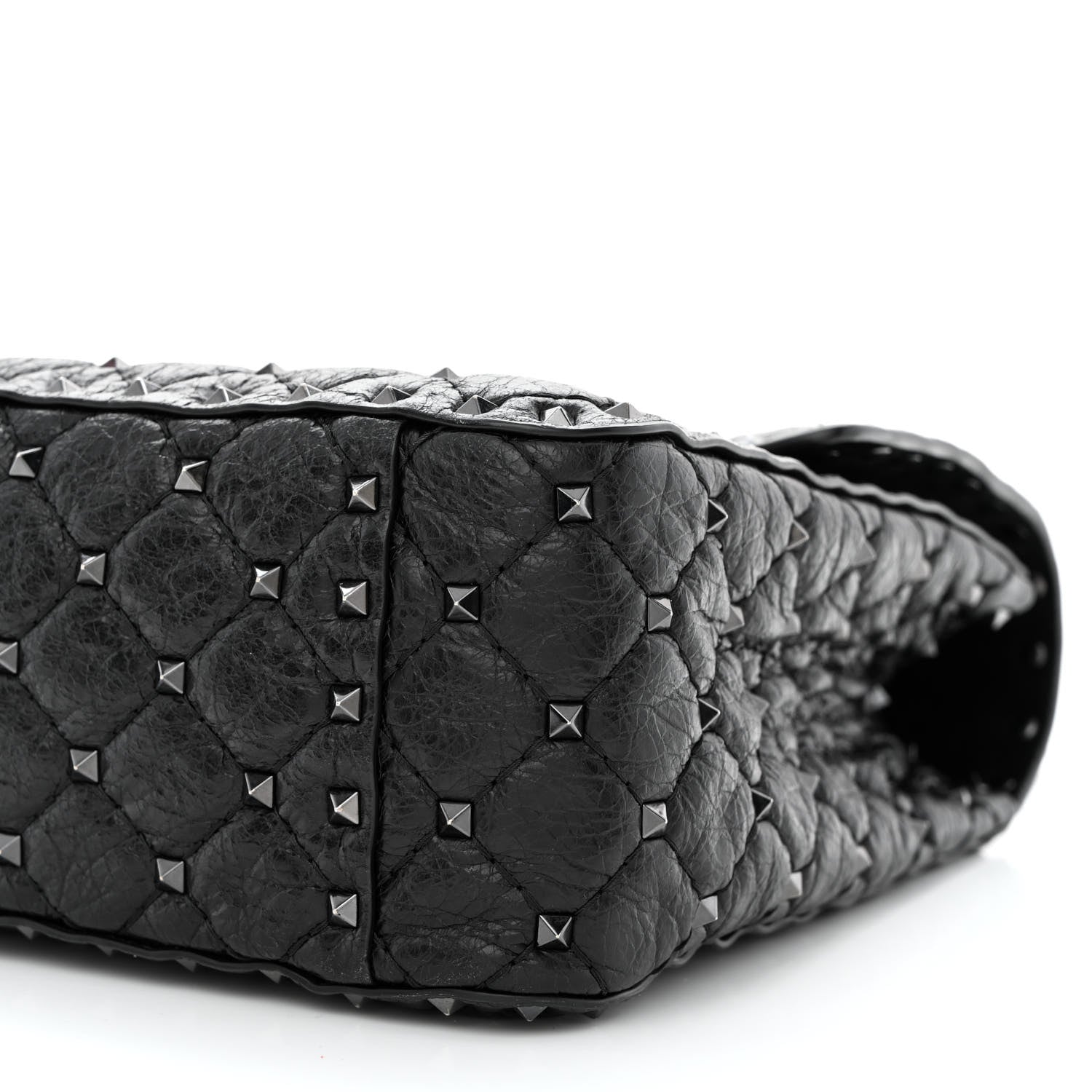 Valentino Garavani Craquele Nappa Large Rockstud Spike Shoulder Bag Black 13 of 13