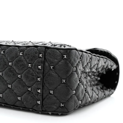 Valentino Garavani Craquele Nappa Large Rockstud Spike Shoulder Bag Black 13 of 13
