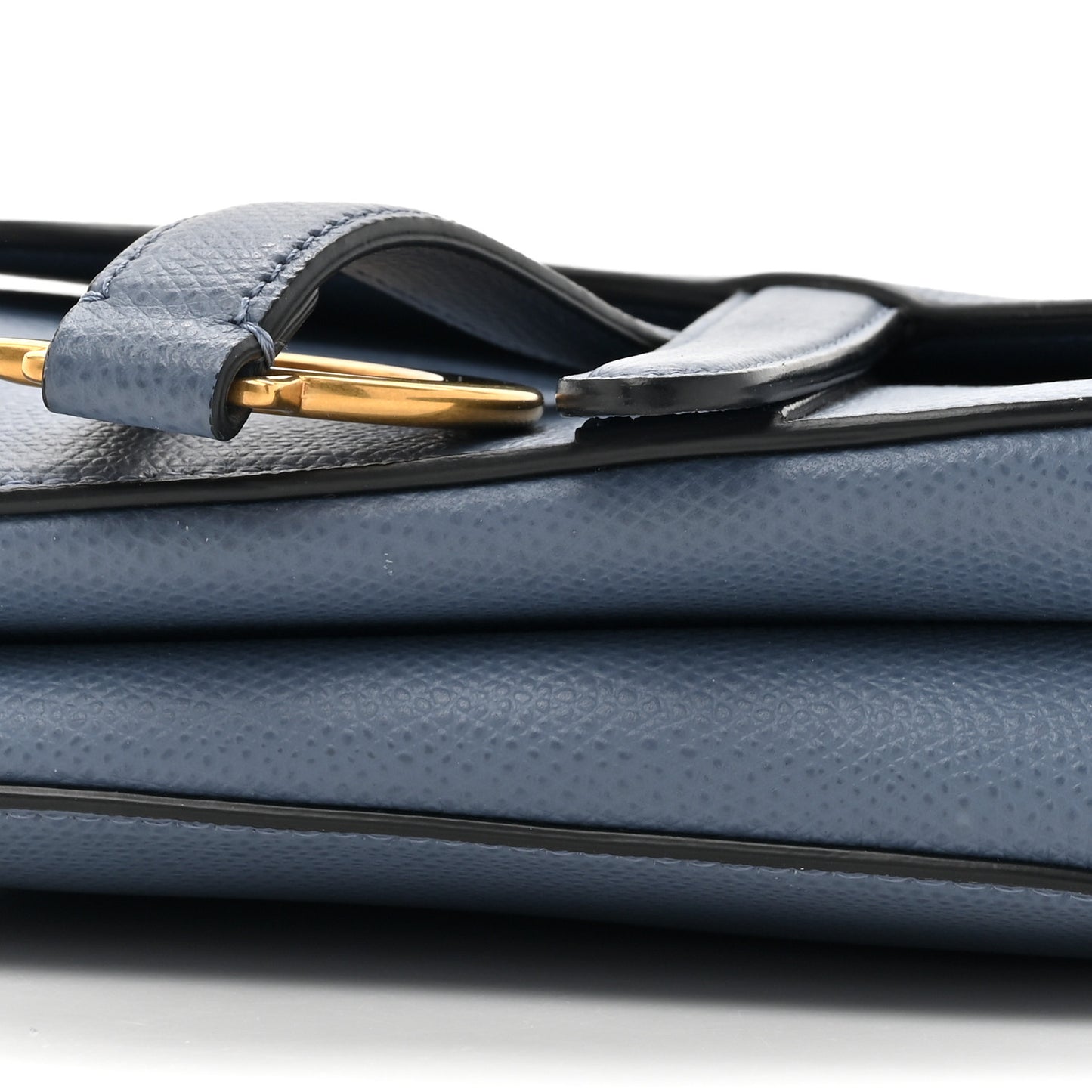 Grained Calfskin Mini Saddle Bag Sky Blue