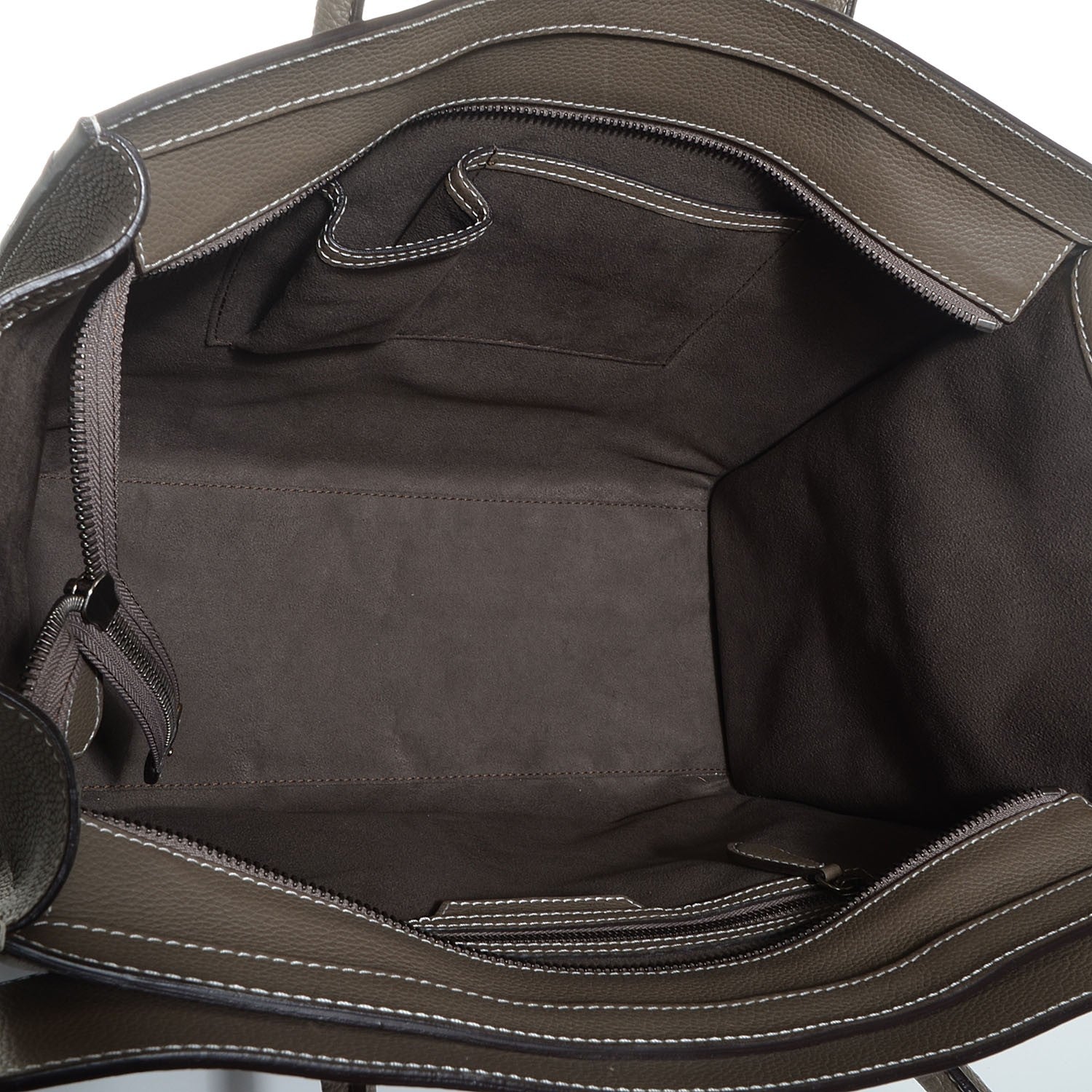 Celine Drummed Calfskin Shoulder Luggage Souris 5 of 10