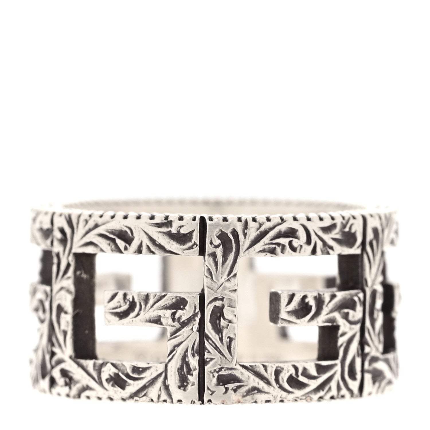 Gucci Sterling Silver Wide Square G Band Ring 53 6.5 1 of 7