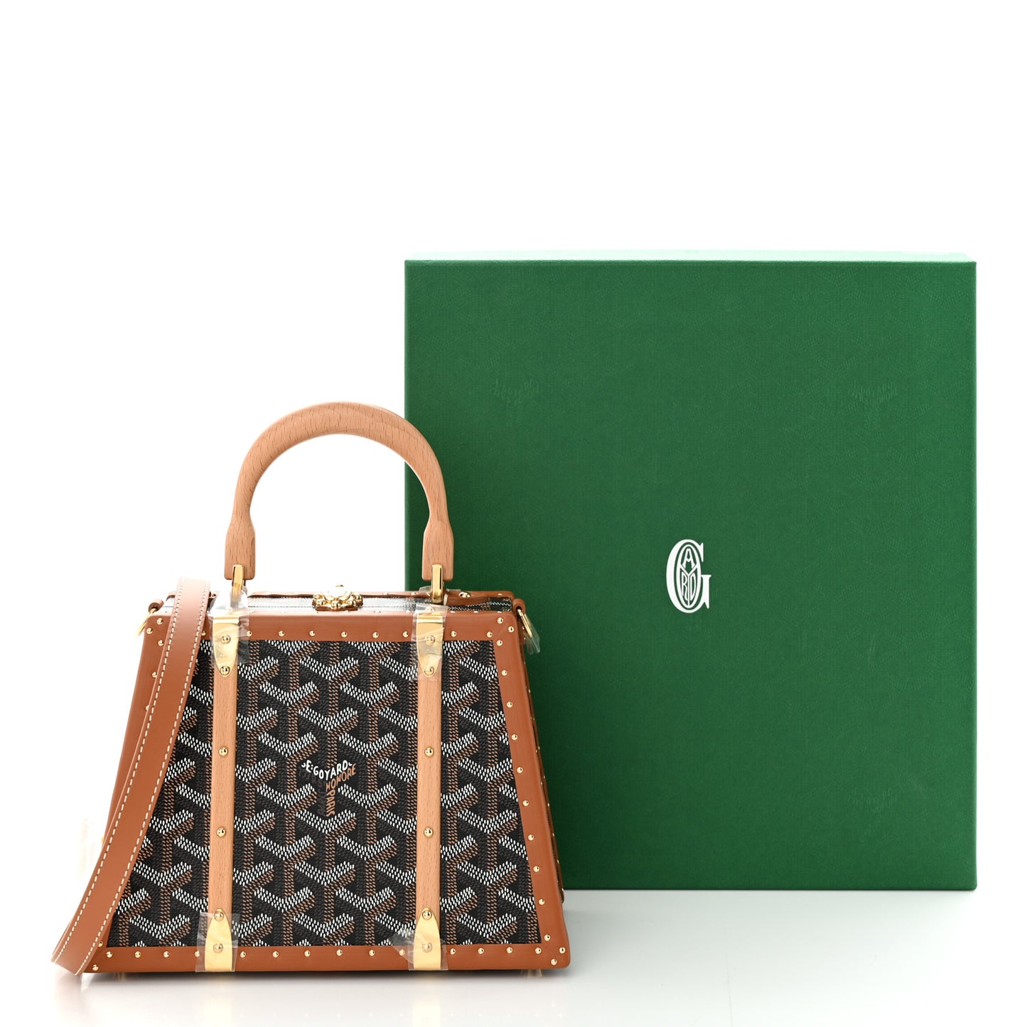Goyardine Mini Saigon Trunk Bag Black Gold