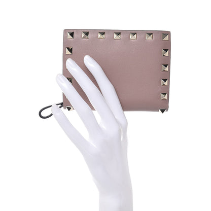 Valentino Garavani Calfskin Rockstud Compact Bi-Fold Wallet Poudre 2 of 8