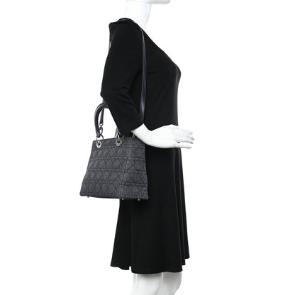 Christian Dior Denim Cannage Medium Lady Dior Black 2 of 21