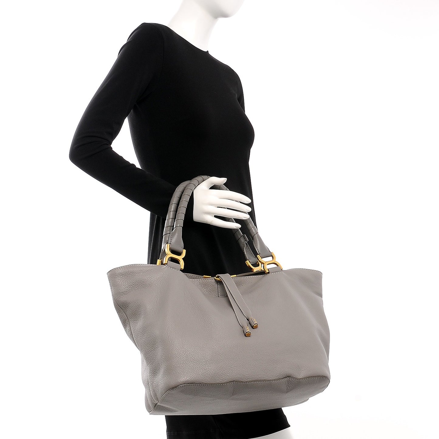 Calfskin Large New Marcie Tote Cashmere Grey
