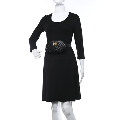 Gucci Calfskin Matelasse GG Marmont Belt Bag 85 34 Black 2 of 9