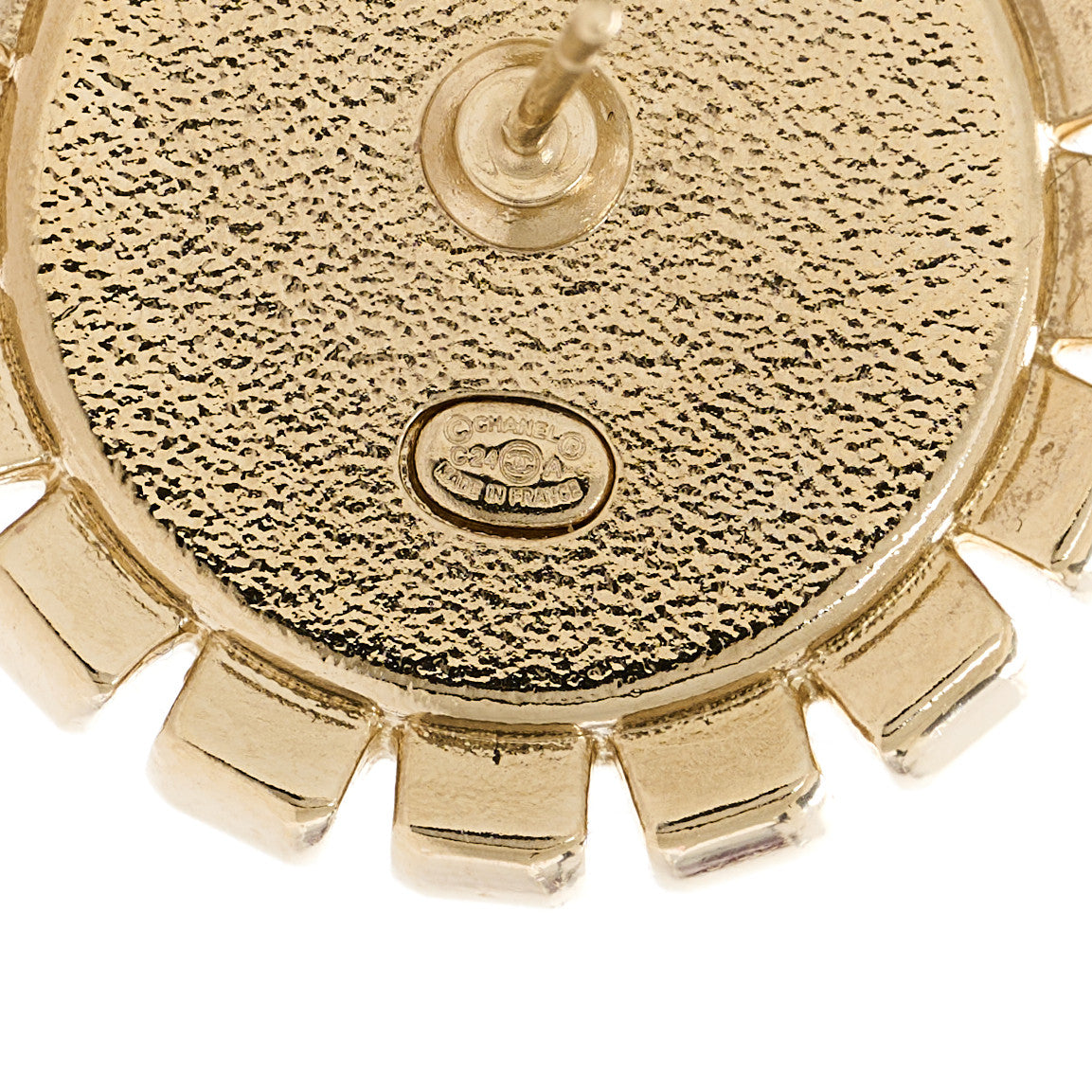 Chanel Metal Pearl Crystal CC Round Earrings Light Gold 5 of 5