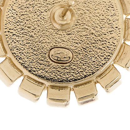 Chanel Metal Pearl Crystal CC Round Earrings Light Gold 5 of 5