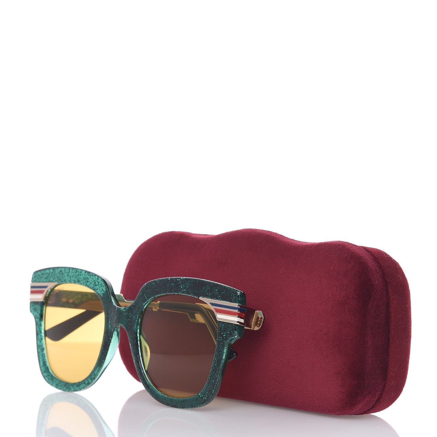 Acetate Square Frame Web Glitter GG0281S Sunglasses Green