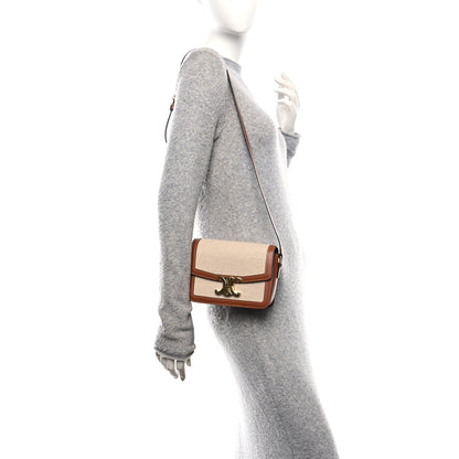 Celine Textile Calfskin Teen Triomphe Bag Natural Tan 2 of 10