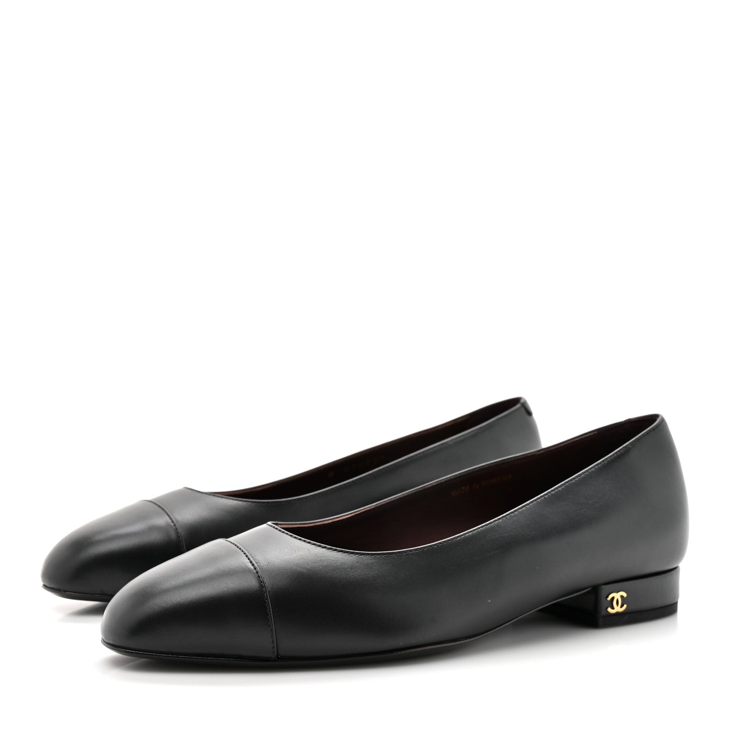 Chanel Lambskin Cap Toe CC Uniform Ballerina Flats 37.5 Black 4 of 10